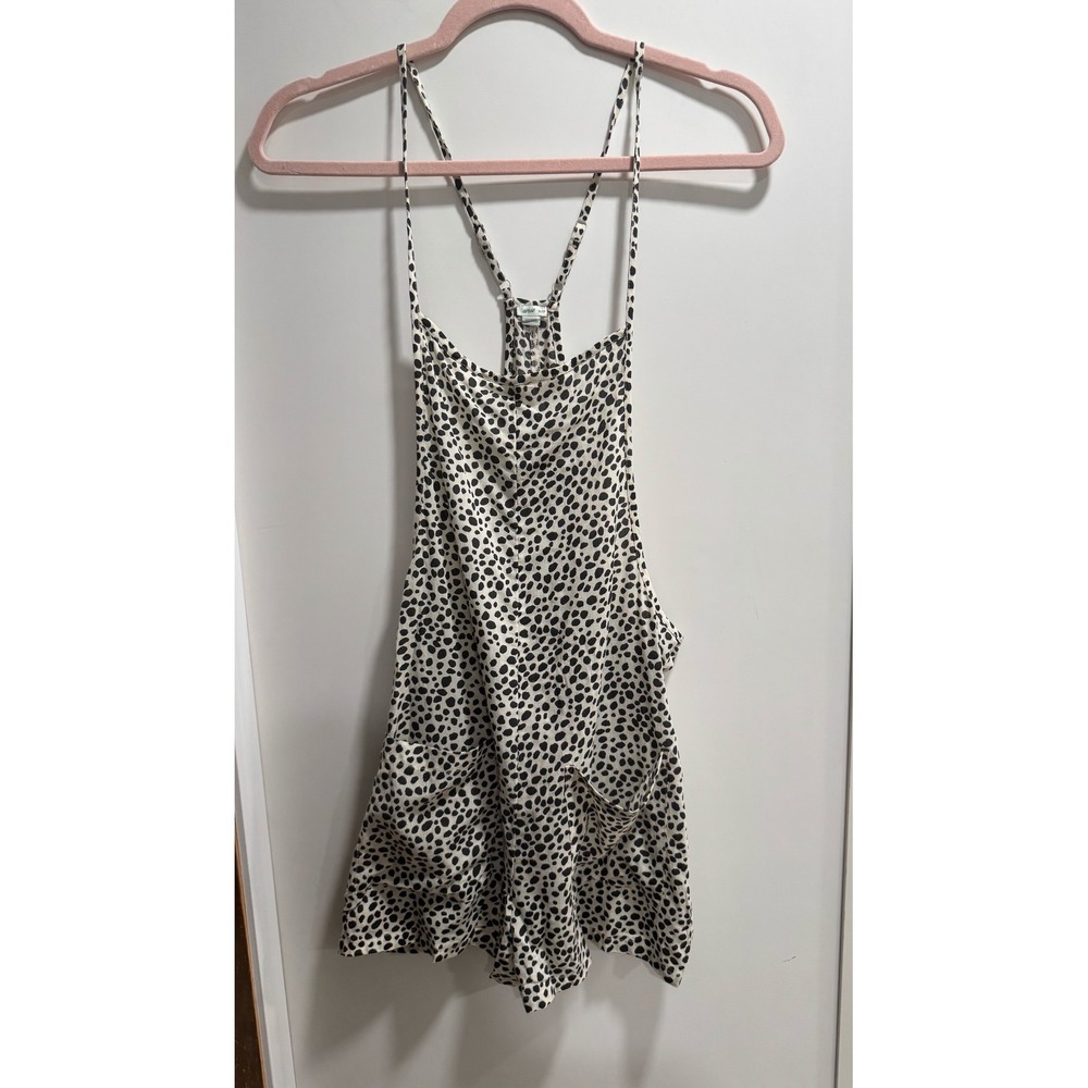 Aerie Dalmatian Print Modal Romper XS Black Cream‎ Adjustable Strap Pockets
